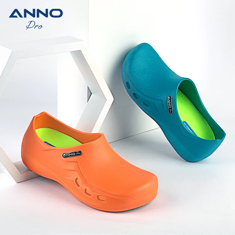 ANNO Soft Doctors Nurses Anti-slip Protective Clogs Operating Room Slippers Chef Work Flat Hospital Foot Wear with Shoes Pad images - 6