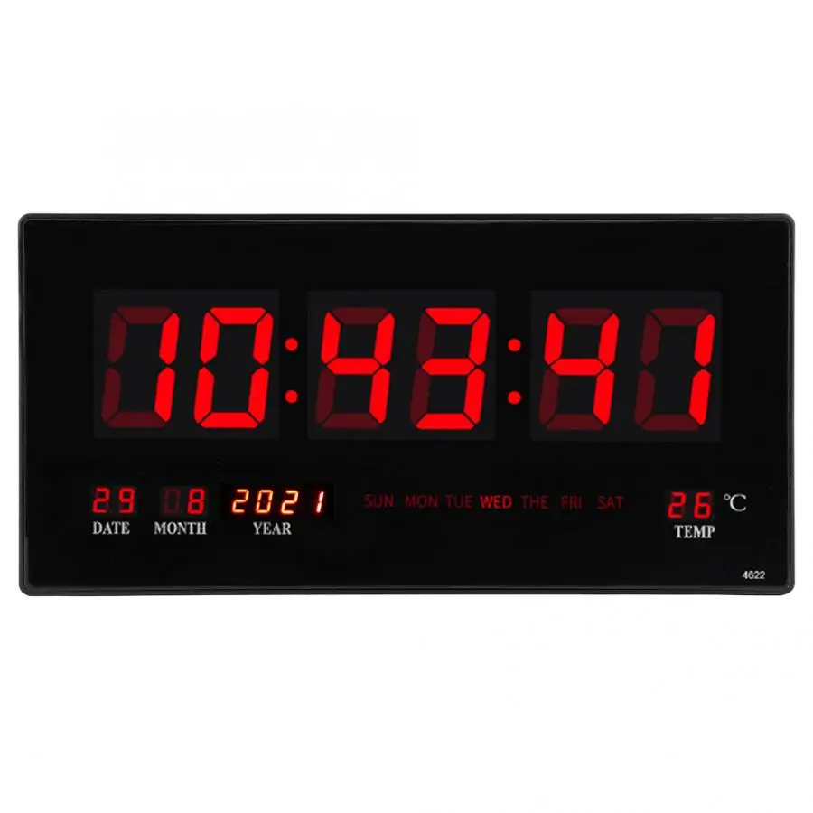 Цифровые настенные часы светодиодный Электрический календарь, настенные часы с noctillucence Висячие часы для дома спальни офиса ЕС вилка 110-220 В