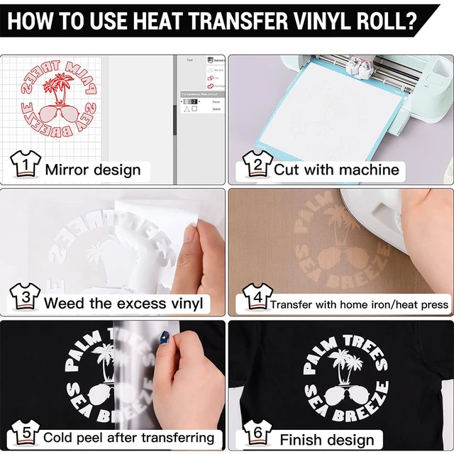 6 Sheets 20X30CM Black White Red Heat Transfer Vinyl Iron on