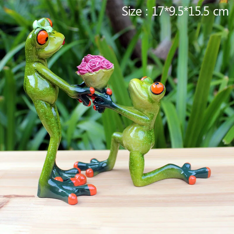Frog Couple Strongwell американский романтический предложение лягушка парные фигурки животных Миниатюрная модель домашнее украшение день Святого Валентина подарок на день рождения - Цвет: Frog Couple