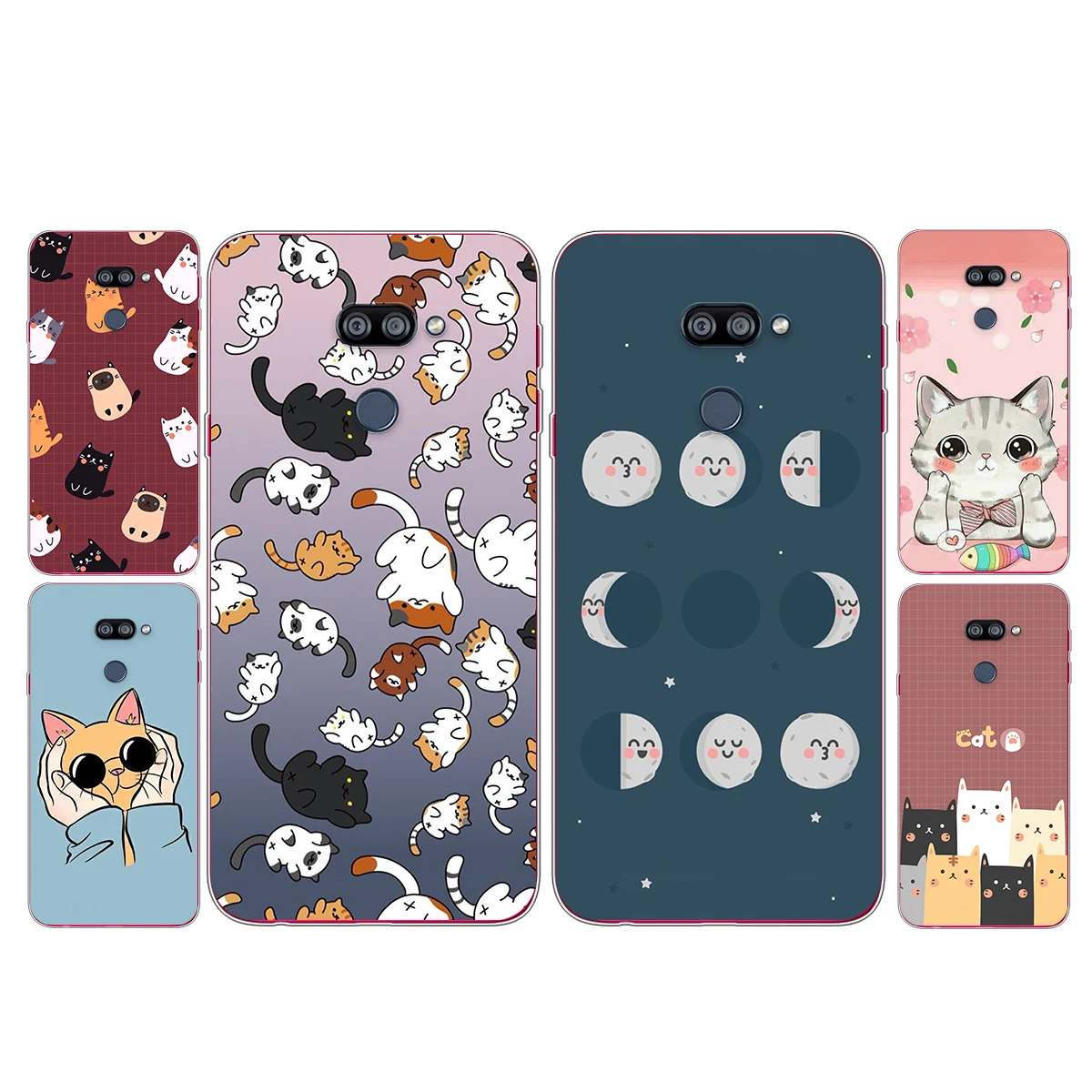 Кошки забавные для LG K92 K42 K22 K71 K61 K51S K41S K30 K20 Q60 V60 V50 V40 V30 G8S G8 ThinQ прозрачные чехол