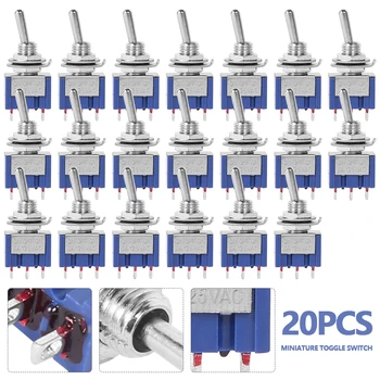 

20pcs Miniature Toggle Switch Single Pole Double Throw SPDT (MTS-103) ON-OFF-ON Mini Switches 3 Position Latching Switch