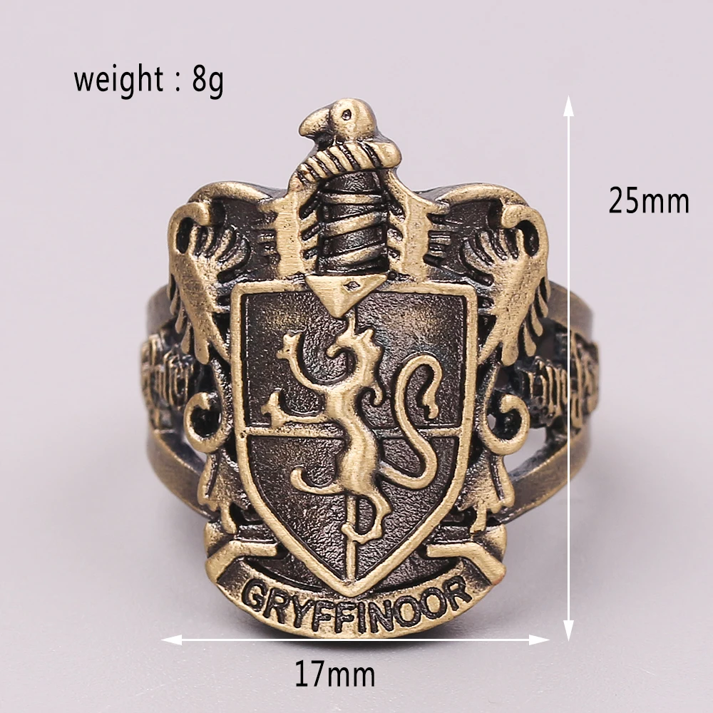 Gryffindor Для мужчин готическом Винтаж школа Хогвартс кольца-значки Дары смерти Золотой снитч, кольцо панк палец Мужской Перстень Модные украшения - Цвет основного камня: Gryffindor