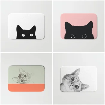 

Non-slip Bathmat Black Cat Bathroom Fashion Accessories Bath Mats Doormat Antislip Shower Pad Floor Rugs Carpet Room Door