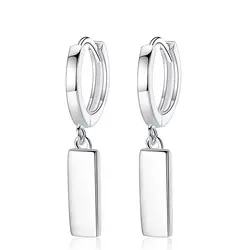 Fenchen 100% стерлингового серебра 925 прямоугольные Висячие серьги для женщин резьба S925 минималистский круг серьги вечерние ювелирные изделия
