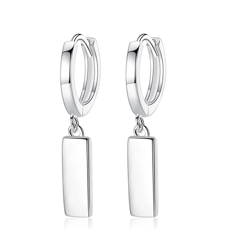 

Fenchen 100% 925 Sterling Silver Rectangle Drop Earrings for Women Carving S925 Minimalist Circle Earrings Party Jewellry AE160