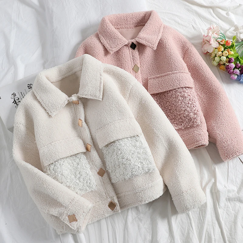 Зима, Женская куртка, верхняя одежда, розовый/бежевый, пэчворк, куртка, пальто, элегантное, длинный рукав, карманы, отвороты, тонкая, теплая куртка для женщин