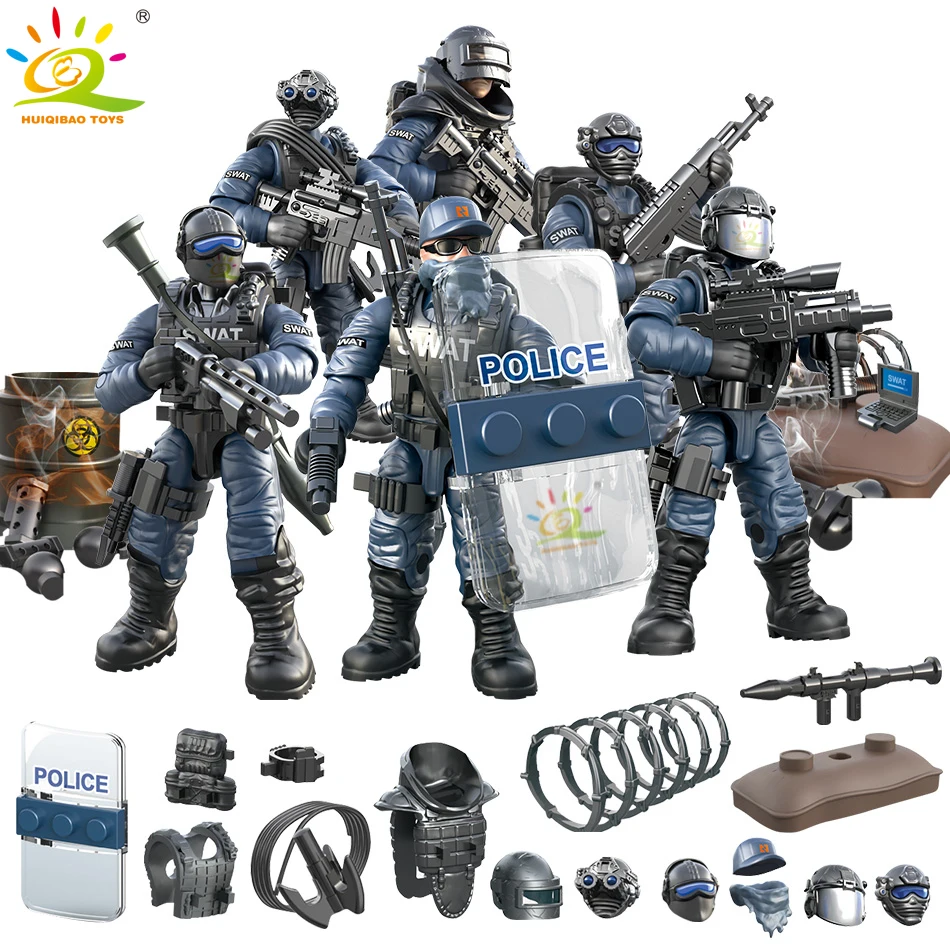 480 шт. SWAT куклы полицейские строительные блоки военные CS город спецназ оружие