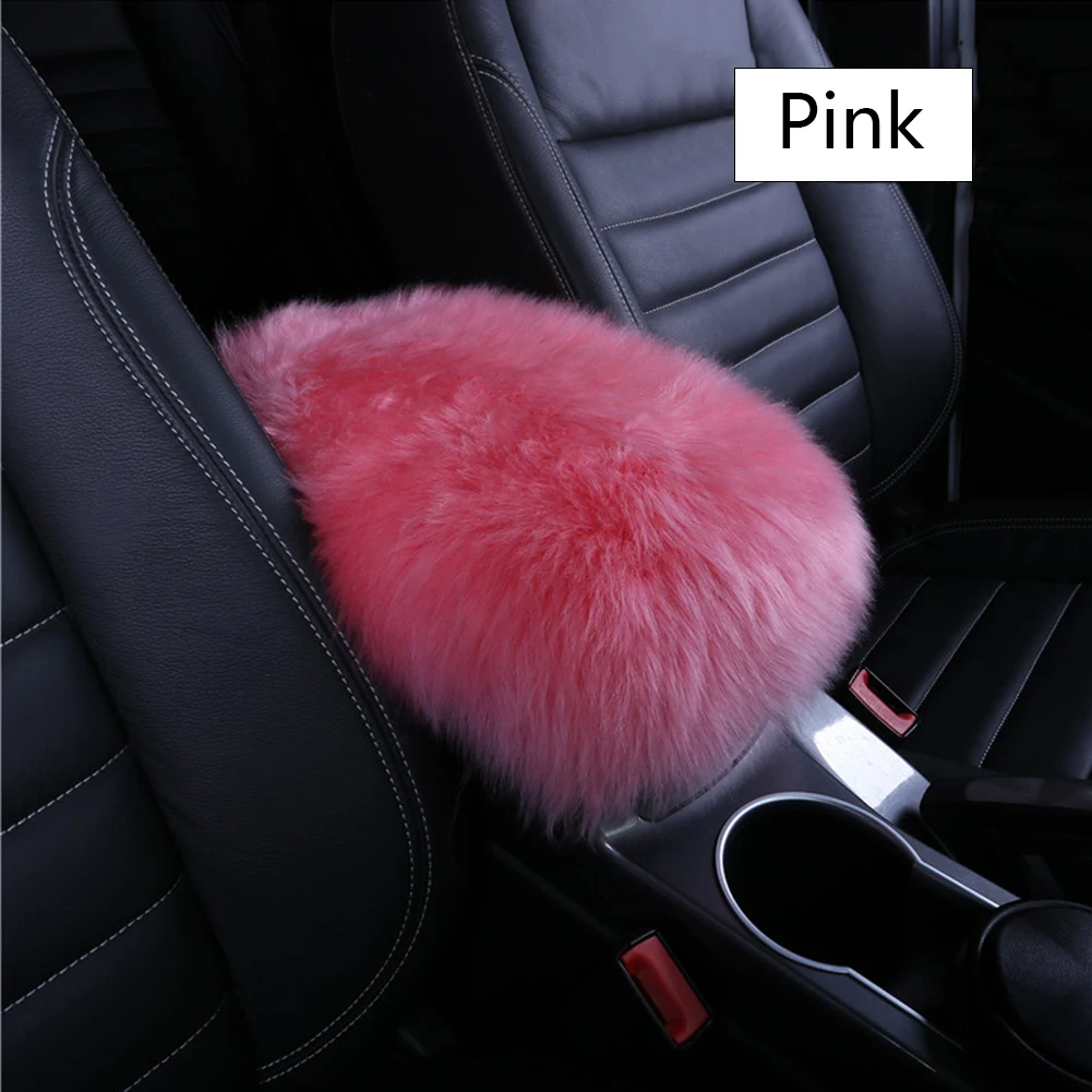 Универсальные теплые меховые плюшевые автомобильные подушки-подлокотники Автомобильная центральная консоль подлокотник коробка подушка крышка подлокотник коробка мягкая подушка - Название цвета: Pink