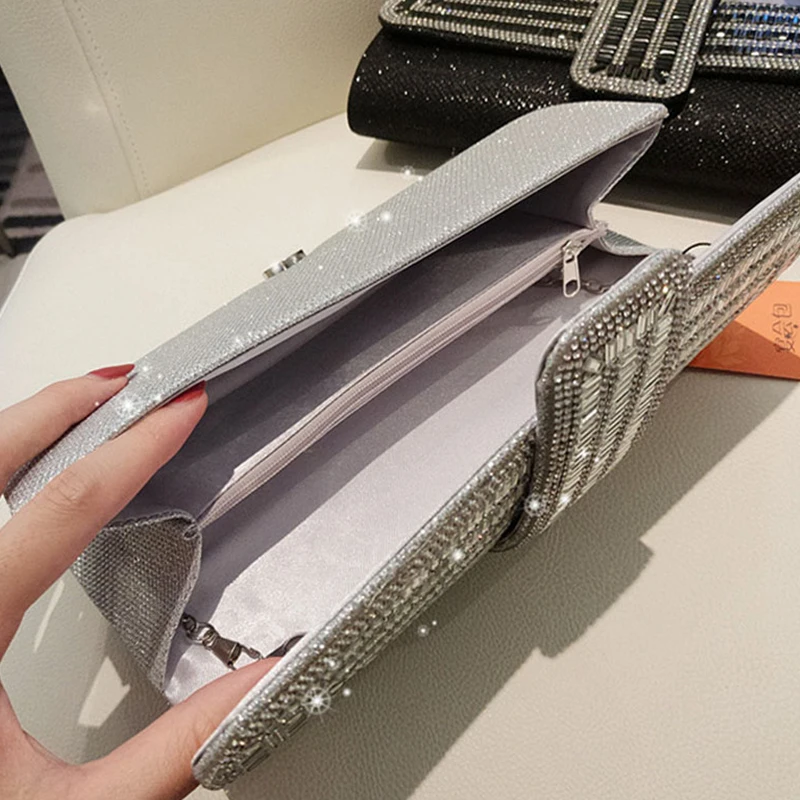 Dollar Evening Bags Rhinestone Money Purse Black Clutch Purse