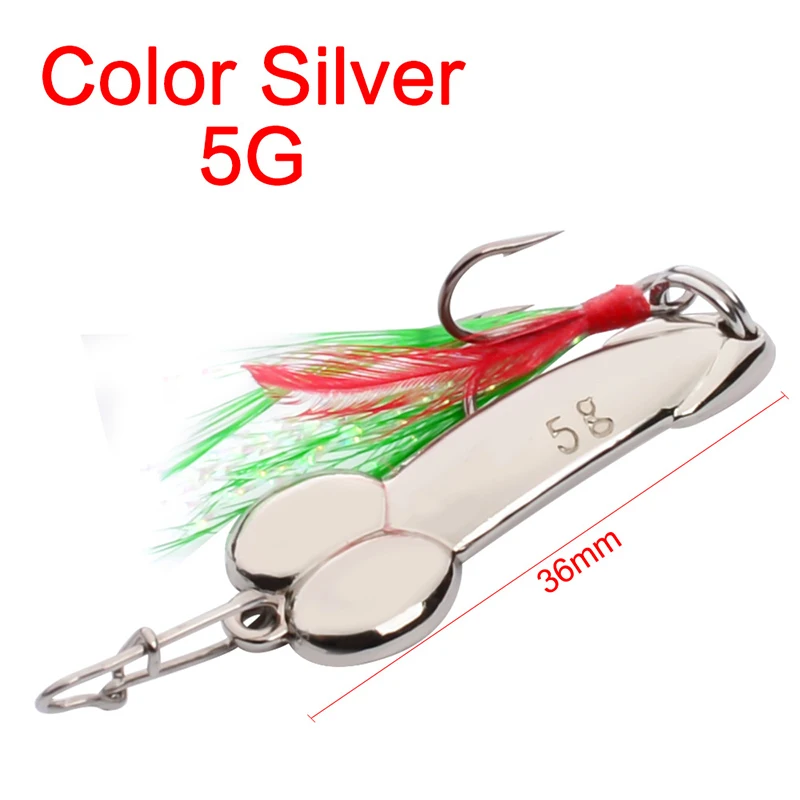 Funny Fun Prank Fishing Metal Lure Bait 10g Silver Gold Metal Fish Spinner - Color: silver 5g