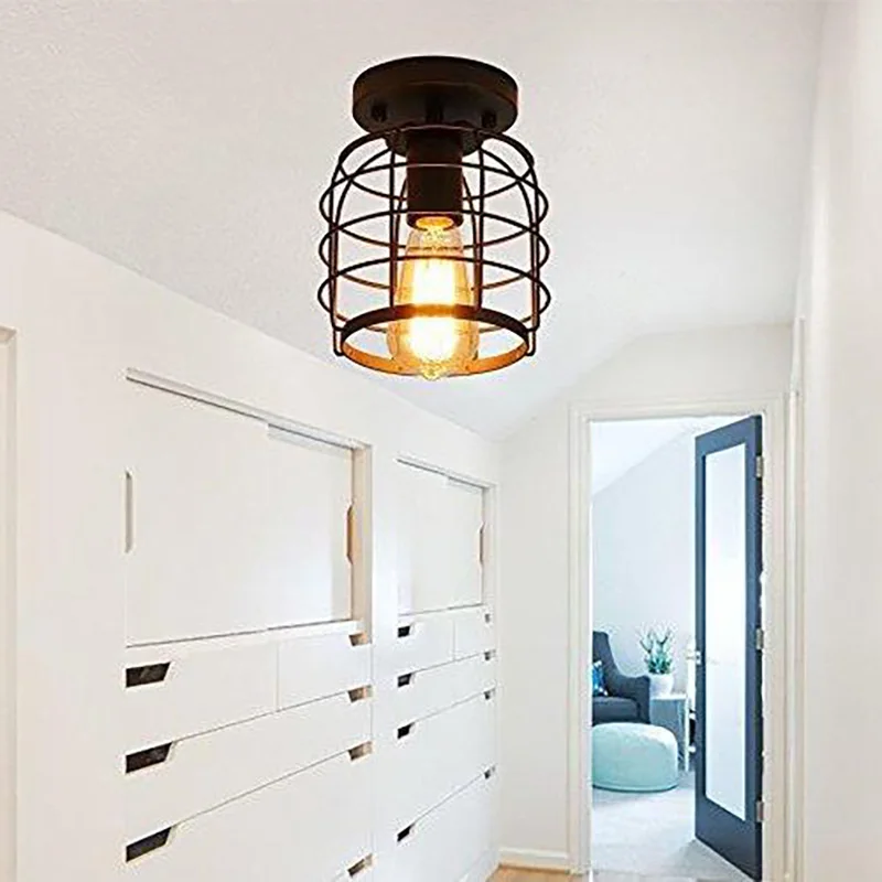 

Vintage Industrial Rustic Flush Mount Ceiling Light Metal Lamp Fixture American-Style Village Style Creative Retro Light Lamps