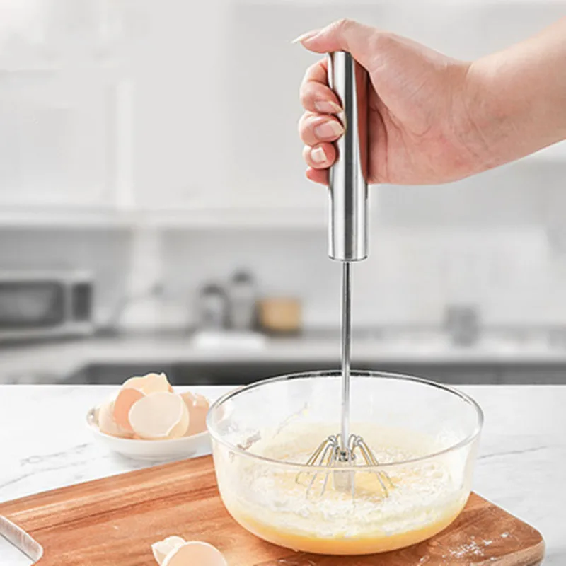 Manual Whisk Semi-Automatic Milk Foam Cake Egg Whirling Hand-cranked Whisk  Machine Hand Mixer Self Turning Egg Stirrer