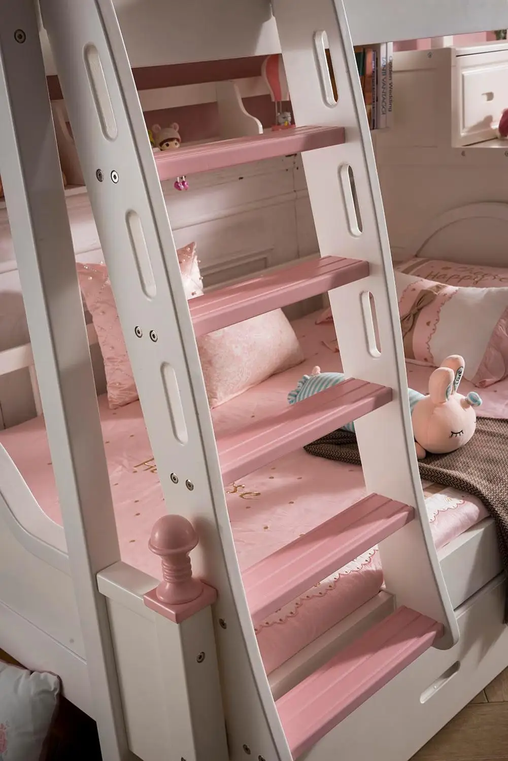 DHigh качественная розовая+ красная прочная деревянная двухъярусная кровать и другая детская мебель