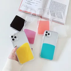 For iPhone 12 Pro Max Case Clear Neon Juice Liquid Spin Watterfall Clear Phone Cover for iPhone 11 XR 7 8 Plus XS SE 2020 Cases