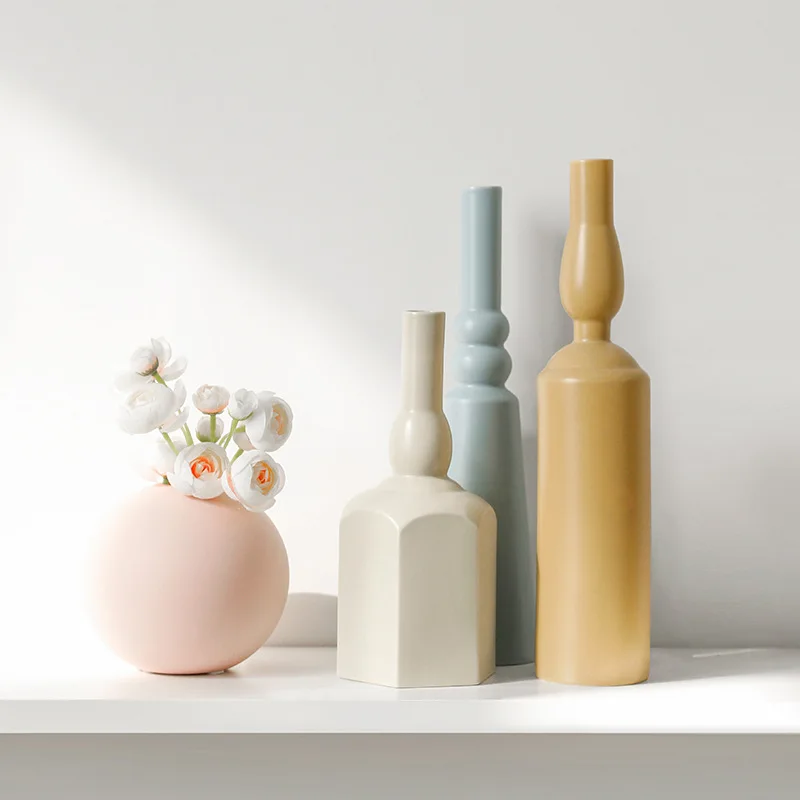 Геометрическая ваза для цветов, керамическая ваза Morandi, украшение для дома, аксессуары, современное искусство, ваза, Свадебный декор, подарок, держатель для растений