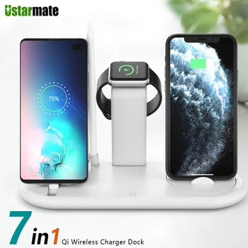

Qi Wireless Charger Stand With Night Light USB Type-C Mobile Phone Chargers for Apple Watch Airpods iPhone 11 Pro Samsung S10 9