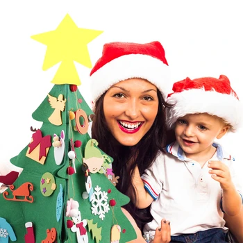 

Diy Felt Christmas Tree Set Decor New Year Gifts Kids Toys Wall Hanging Xmas Ornaments With 30 Pcs Detachable Xmas Decoration