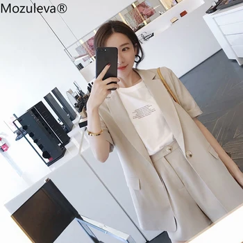 

Mozuleva Short Suits for Women Full Sleeve Blazer Jacket & Hot Shorts Female Pant Suit Casual 2 Piece Set Feminino Summer Autumn