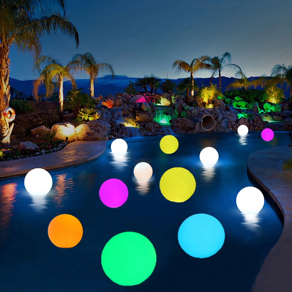 Remote Control RGB LED Ball light Outdoor Garden Holiday Lighting Lawn Lamp Waterproof Swimming Pool Christmas Bar Decoration | Лампы и
