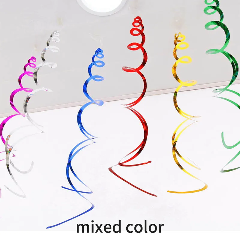 mixed color 6 шт. вечерние украшения для дня рождения спиральный подвесной кулон 18 21 30 40 50 60 70 лет ПВХ - Color: mixed color