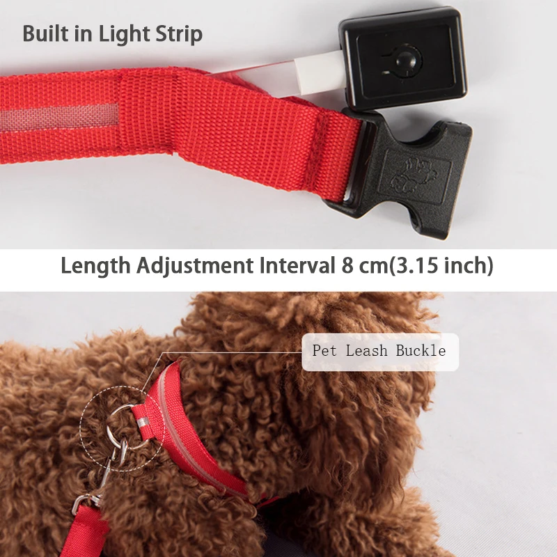 LED Dog Collar Luminous Nylon Glowing Dog Collar Light Night Safety Perro Luz Luminoso Bright Pets Electronic