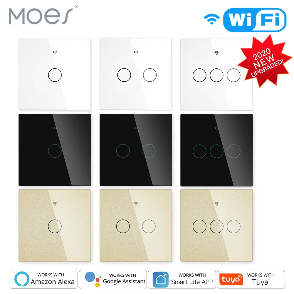 

NEW Upgraded WiFi Smart RF433 Touch Switch 2/3 Way Smart Life/Tuya App Control,Alexa Google Home Voice Control 1/2/3 Gang