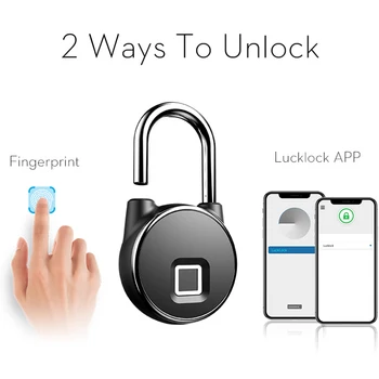 

Fingerprint Padlock Bluetooth Smart Electric Door Lock Locker Rechargeable Battery Anti-Theft Security for House/Gym box