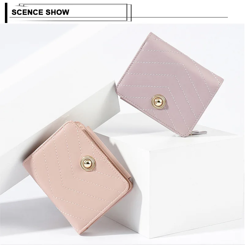Модный женский кошелек из искусственной кожи, короткий кошелек в три сложения, много карт, кредитный держатель для карт, короткий карман для монет, женский клатч