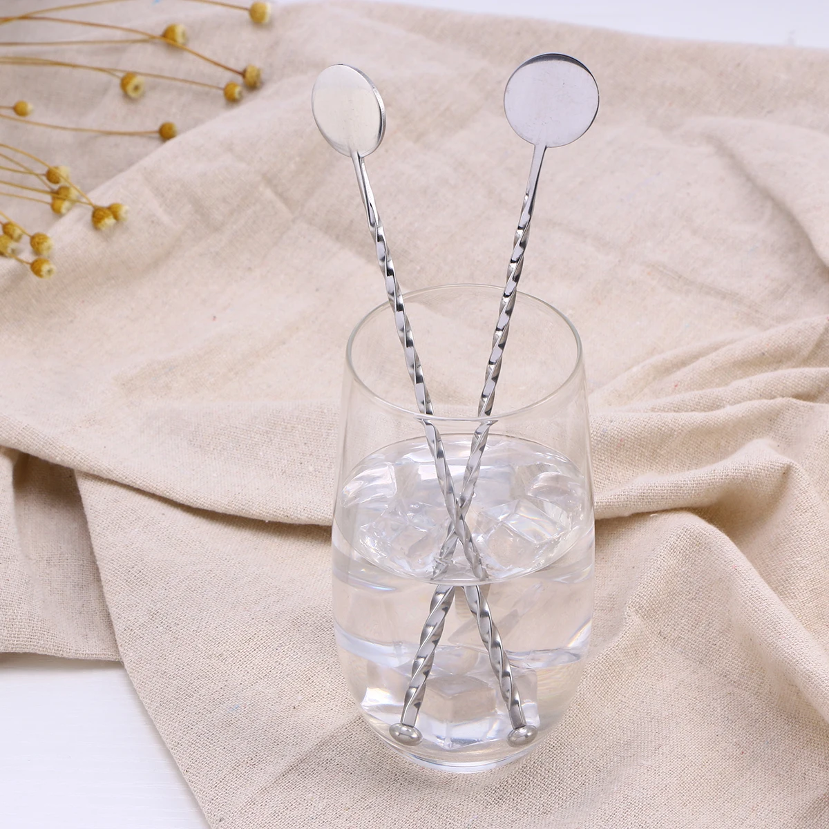 5pcs Swizzle Stick Stirring Sticks Stainless Steel Beverages Cocktail Drink Stirrer