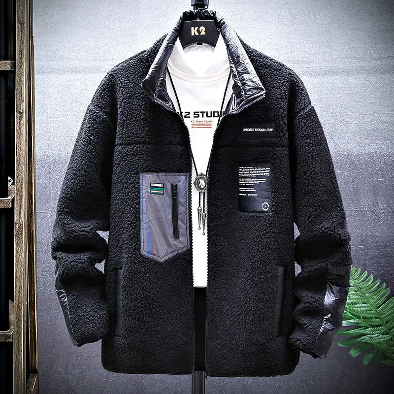 Version Winter New Style Loose-Fit Contrast Color Stand Collar Casual Jacket Hong Kong Style Thick Large Size Fashion And P