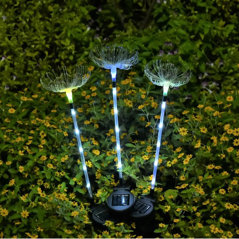

Solar 7 Color Cycle Dandelion Lamp Led Waterproof Ip65 Garden Courtyard LED Fiber Optic Lights Garden Villa Landscape Lights