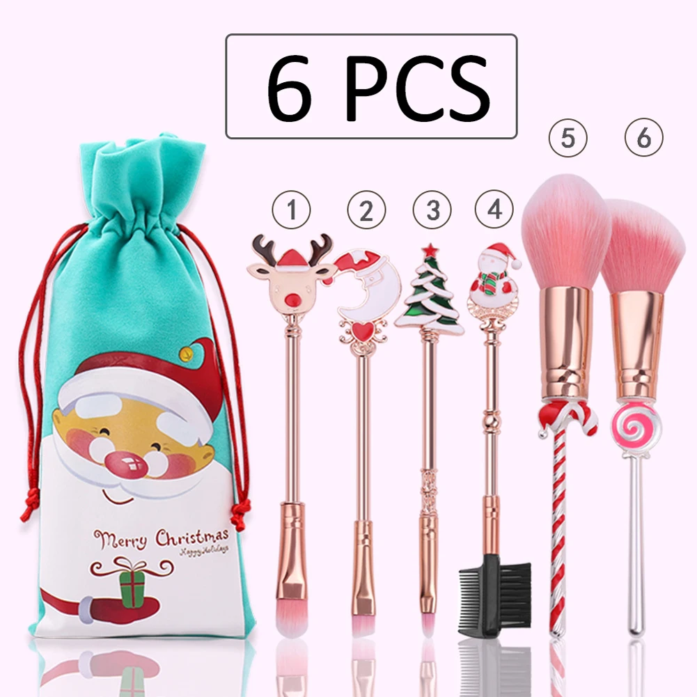 Christmas Candy Makeup Brush Old Man Elk Cute Mini Makeup Kit Soft and Silky Cartoon BTS 2