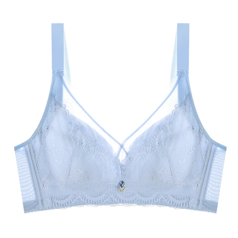 Ультра тонкий bralette сексуальное нижнее белье супер пуш-ап интимные бюстгальтеры для женщин плюс размер бюстгальтер для девочек беспроводной Плюс Размер 36-44 B C D - Цвет: Light Blue