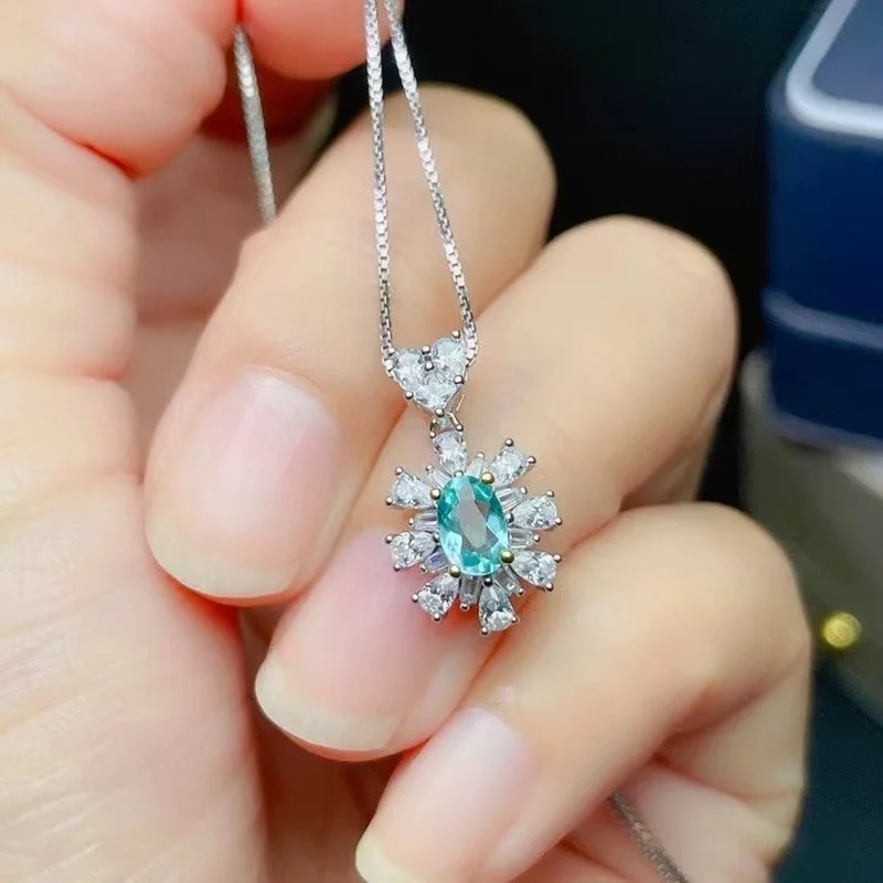 

Natural Apatite Ring Earring Necklace, Paraiba Color Natural Gemstone, S925 Sterling Silver Woman Jewelry