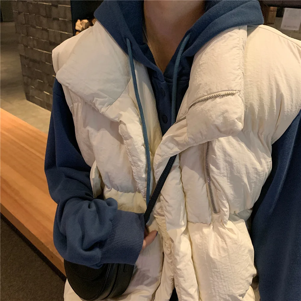 Down Feather Cotton Vest Women's New Style Autumn And Winter Short Students Bread Cotton Coat Sleeveless Coat Thick Waistco