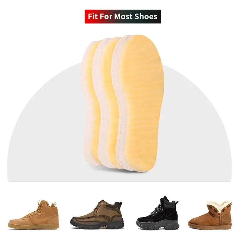 Winter Sheepskin Insoles Thick Warm Natural Fur Wool Insoles For Men Women Snow Boots Sport Hiking Shoe Adult Shoe Pad White shoe insoles orthopedic insoles