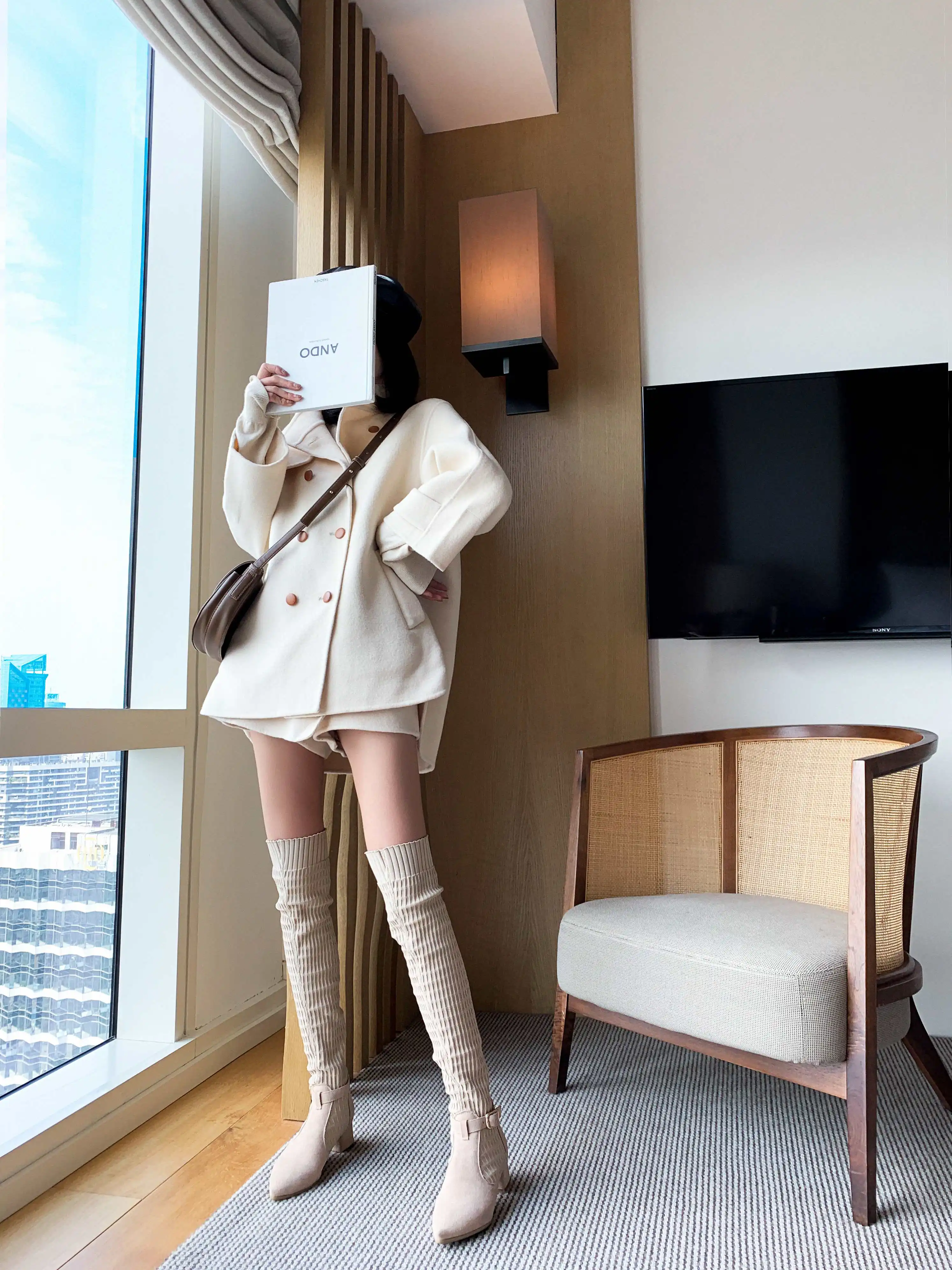 Vichelo Hot Internet star cow suede stretch fabric pointed toe med heels buckle straps winter women warm over-the-knee boots L77