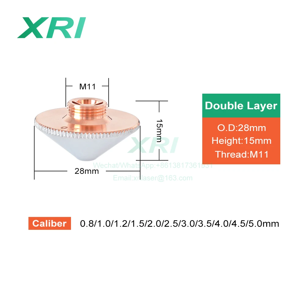 Laser Nozzle For Precitec WSX Dia.28mm Caliber 0.8 - 5.0mm Single Layer / Double Layers  Fiber Laser Cutting Nozzles