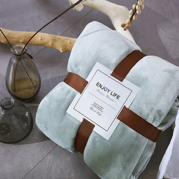 

1pc Luxury Summer Air Conditioning Blanket Super Soft Coral Fleece Blanket for Bed Solid Color Blanket