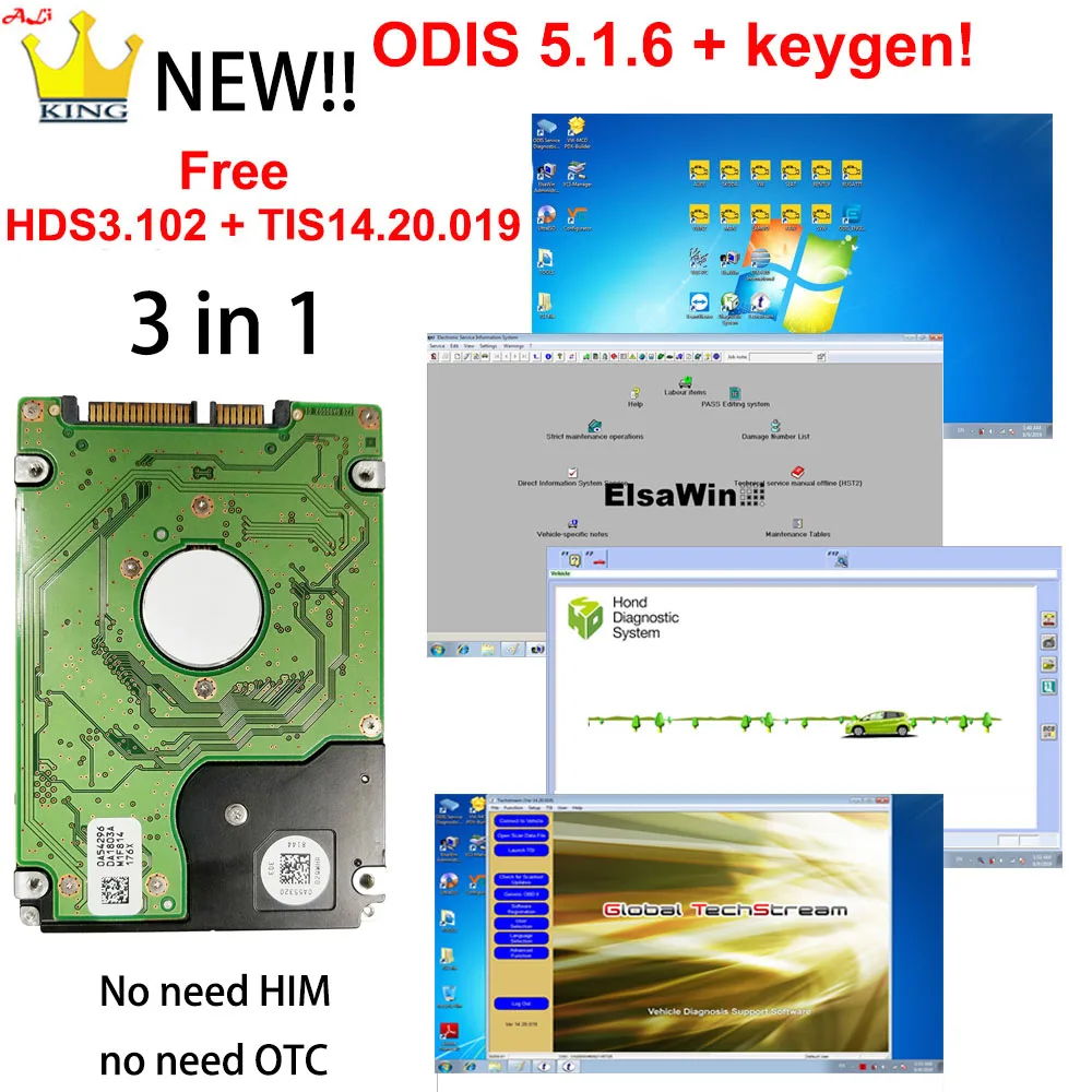 Новейший ODIS V5.16 с keygen 5054A bluetooth oki чип 5054 бесплатно HDS3.102& TIS 14.20.019 программное обеспечение 3в1 сканер онлайн использования - Цвет: 5054  N odis5.16 HDD