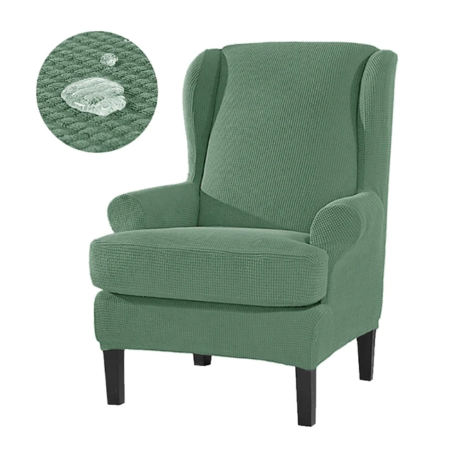 Sloping Arm Wing Back Jacquard Sofa Covers Chair Cover Elastic Armchair Wingback Chair Wing Back Stretch SlipCover Protector Color 922