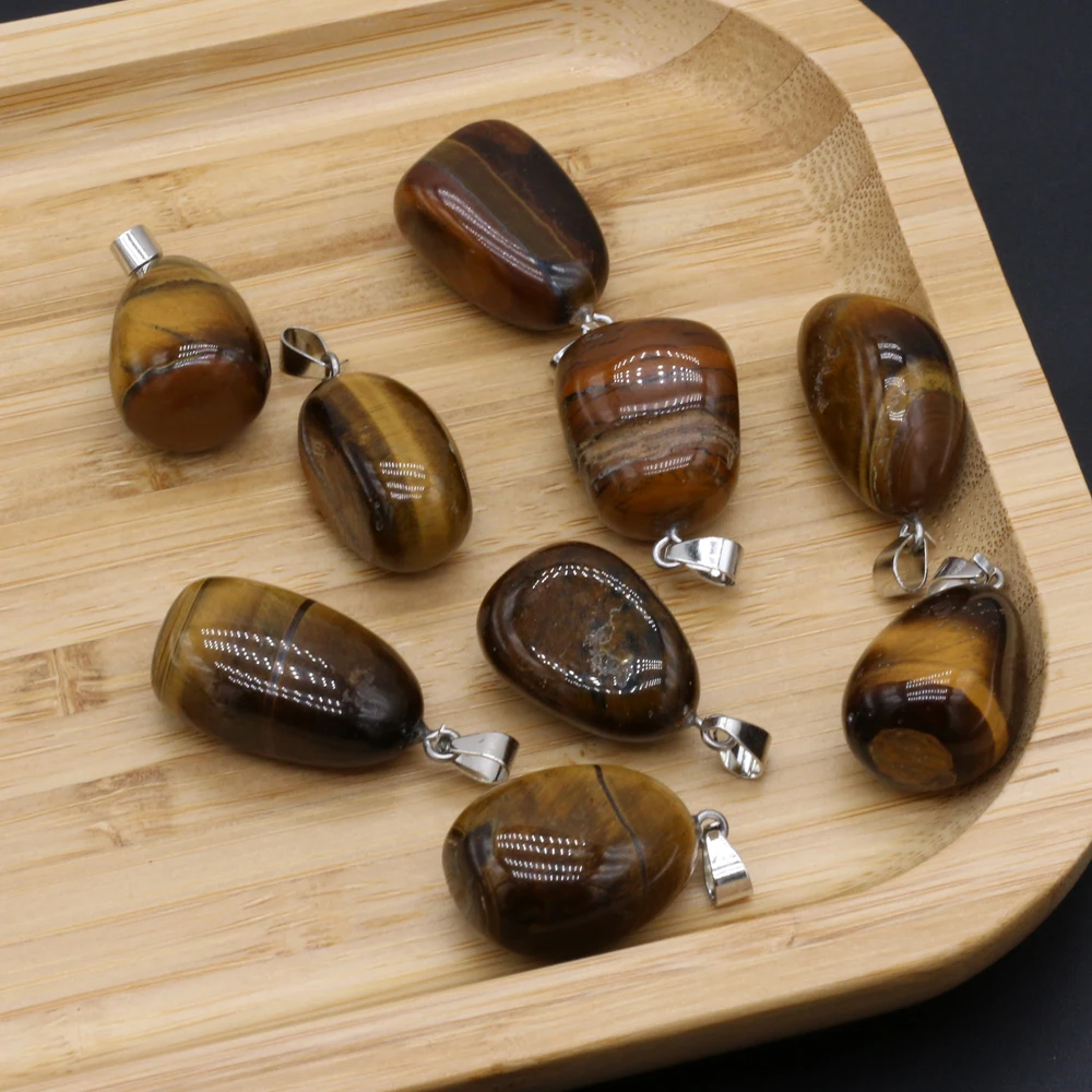 Natural Gem Tiger Eye Stone Irregular Shape Pendant Handmade Crafts DIY Charm Necklace Jewelry Accessories Exquisite Gift Making - 4
