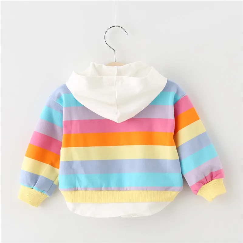 Новая весенне-осенняя одежда для маленьких девочек, хлопковый свитер с капюшоном, детская повседневная спортивная одежда с рисунком, Одежда для младенцев