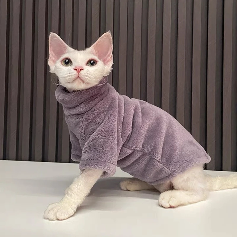 Winter Cat Clothes For Sphinx Warm Hoodies Pets Thicken Coat Kittens Costumes Jacket Chihuahua Autumn Double-sided Plus Velvet
