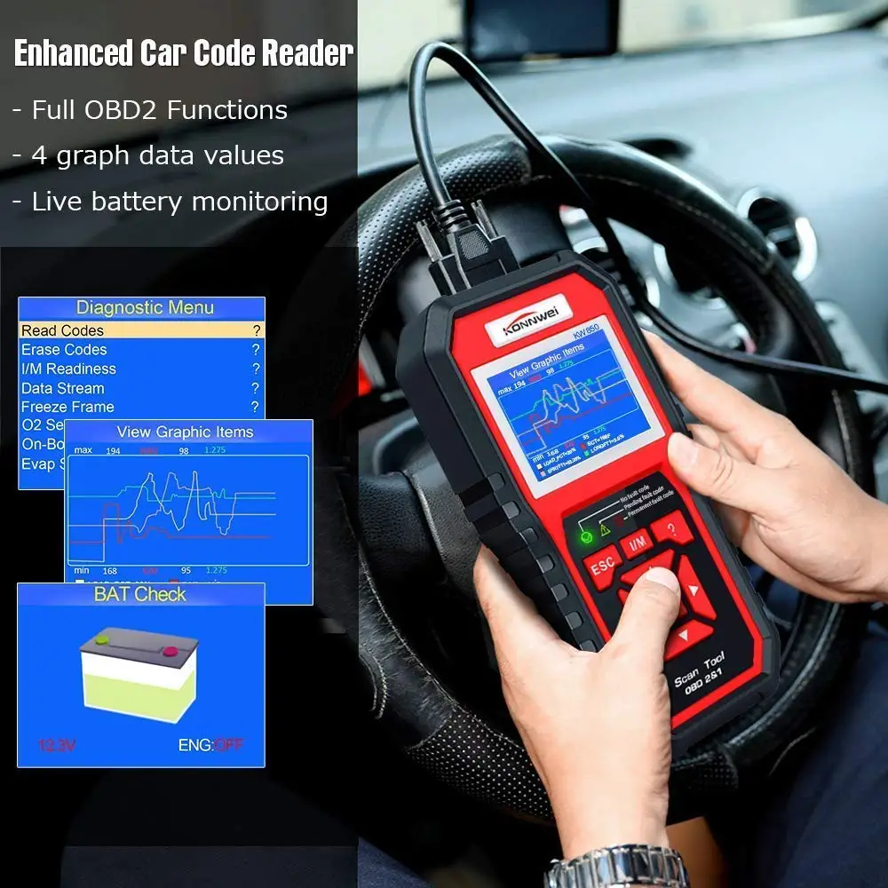 Профессиональный OBD2 сканер автомобильный KW850 код ридер OBD II и EOBD код сканер Авто диагностический инструмент для всех автомобилей после 1996