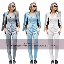 Chaqueta ajustada de 3 piezas para mujer, traje de Blazer + Pantalones + chaleco