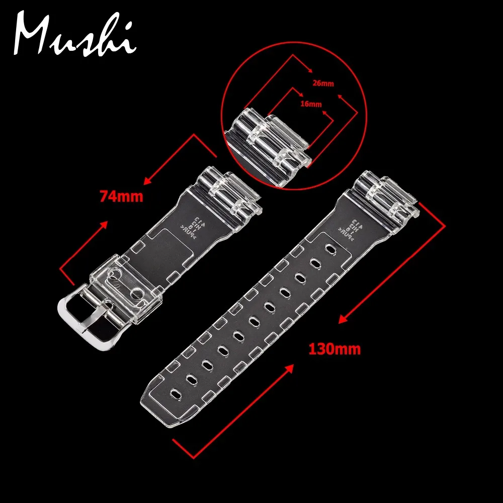Часы Ms ремешок для Casio DW-5600 GWX-5600 GW-5000 прозрачный Для мужчин часов булавки ремешок с пряжкой для часов, коробка для часов+ инструмент