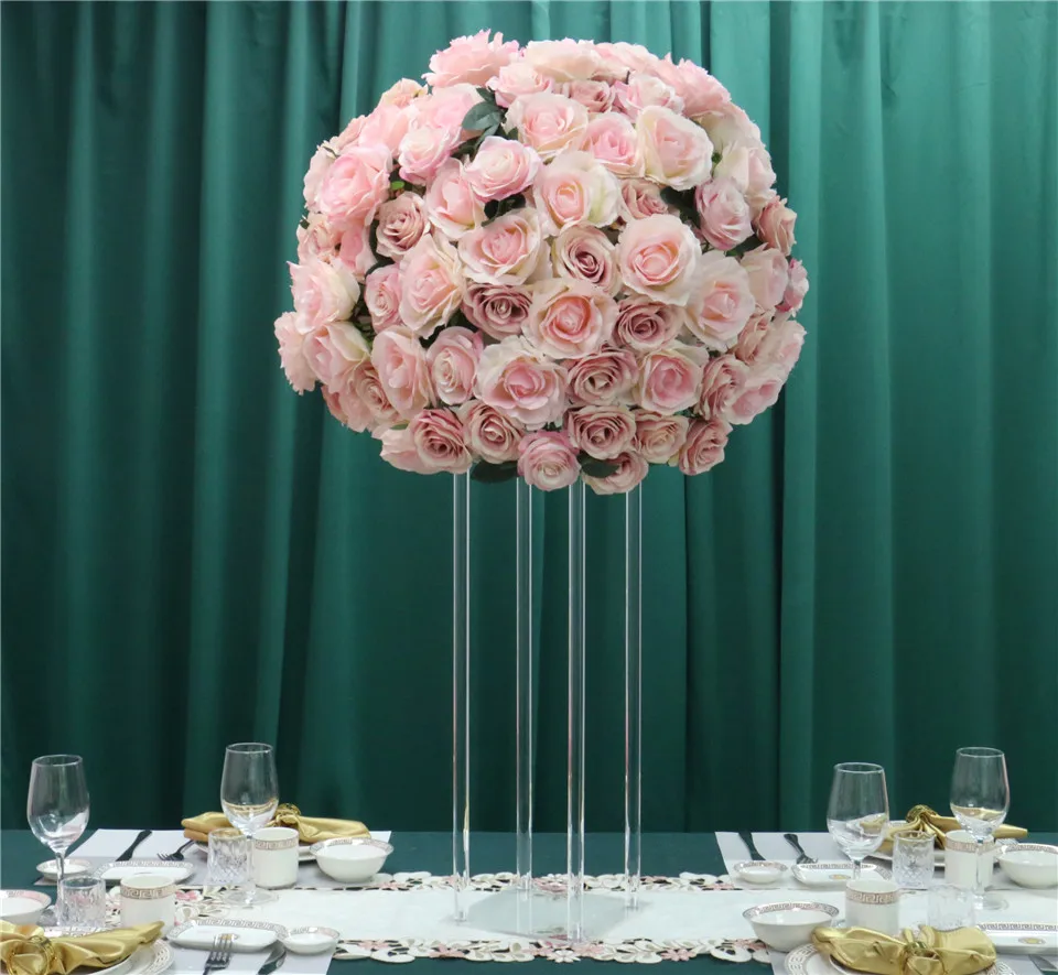 High-grade acrylic crystal wedding road leading Table flower stand Artificial flower Ball decoration Candlestick 60cm/80cm/100cm