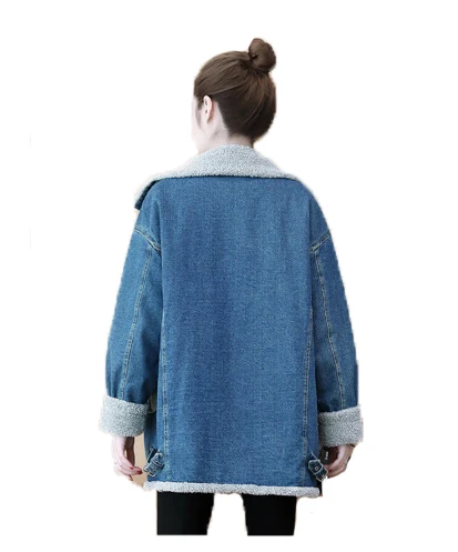 Женская теплая куртка осень зима 5XL размера плюс свободный отворот длинный рукав корейская мода плюс толстый жакет feminina LR733